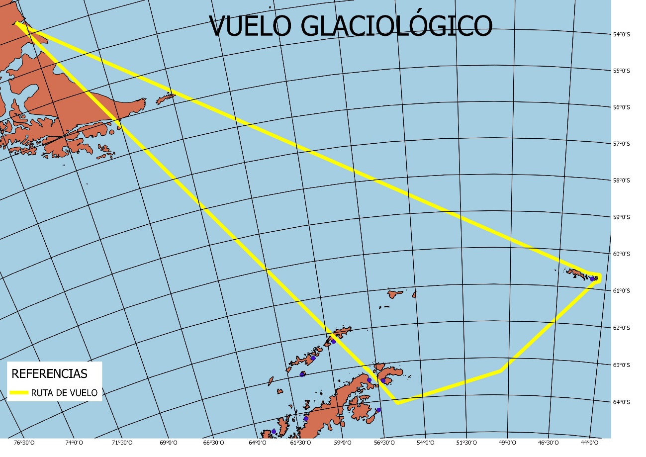 Ruta de vuelo glaciologico